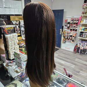 22"  human hair gluess lace frontal wig